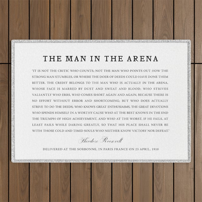 Man In The Arena, Theodore Roosevelt, Framed Art Outdoor Rug Gallery Image 1