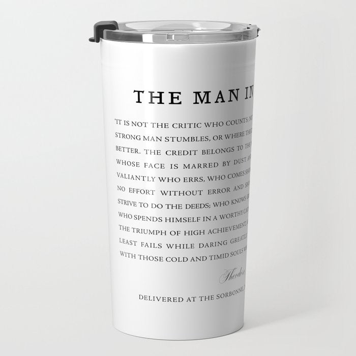 Man In The Arena, Theodore Roosevelt, Framed Art Travel Mug Gallery Image 3