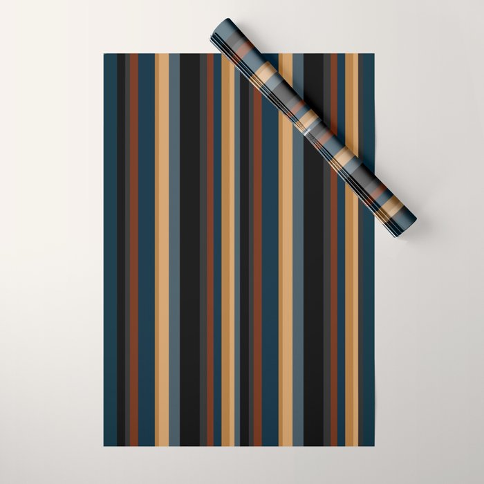 Classic Stripes V - Dark Vintage  Wrapping Paper Gallery Image 1
