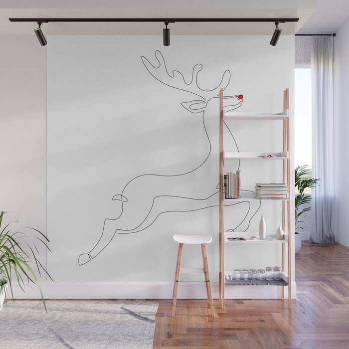 Red Nose Reindeer Wall Mural Gallery Image 1