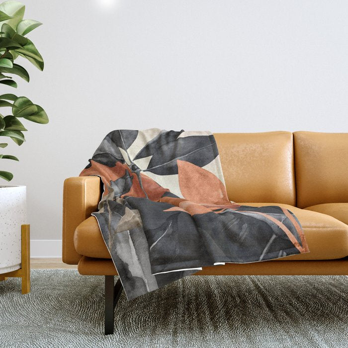 Abstract Art Tropical Leaves 161 Throw Blanket Gallery Image 1