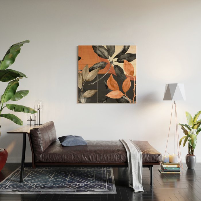 Abstract Art Tropical Leaves 161 Wood Wall Art Gallery Image 2