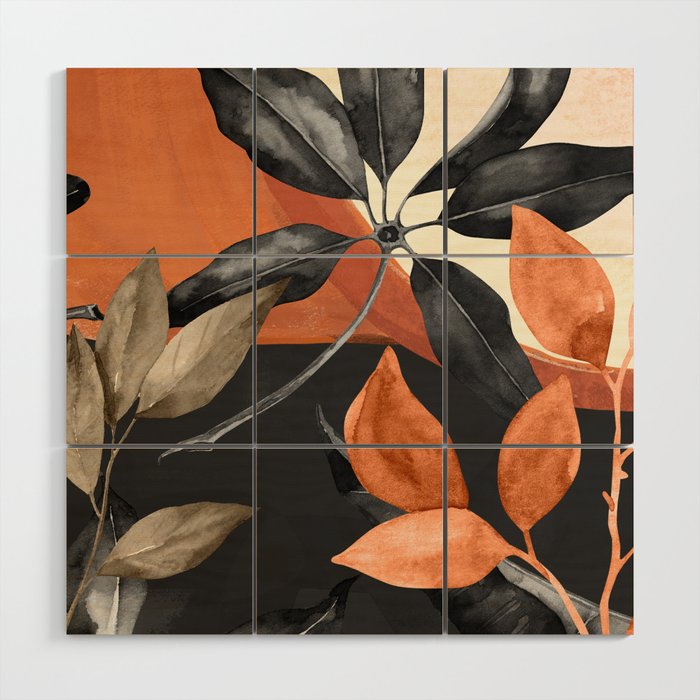 Abstract Art Tropical Leaves 161 Wood Wall Art Gallery Image 1