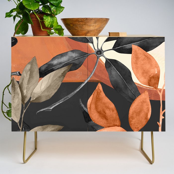Abstract Art Tropical Leaves 161 Credenza Gallery Image 1