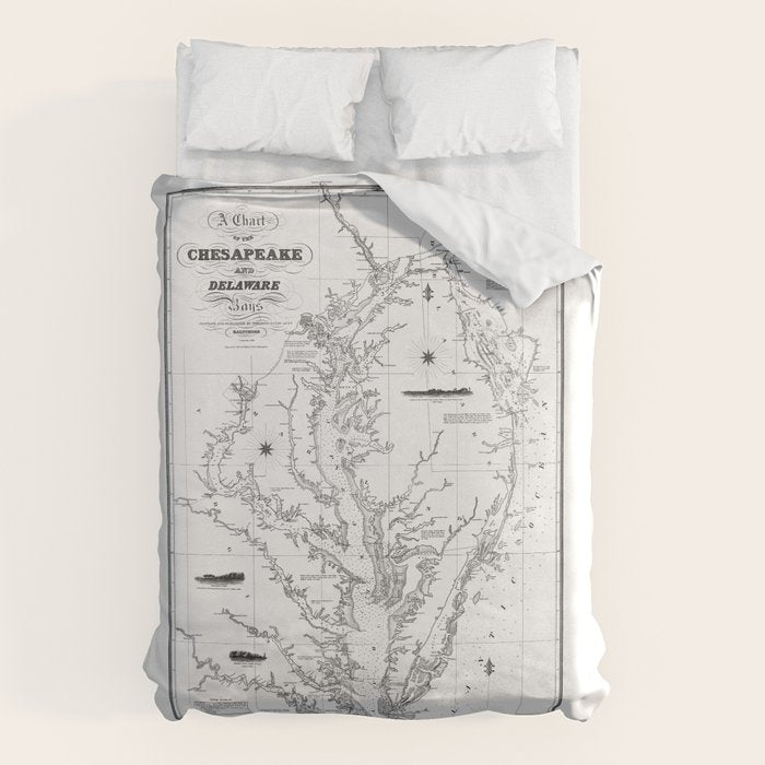 Chesapeake Bay & Delaware Bay Map Duvet Cover Gallery Image 6