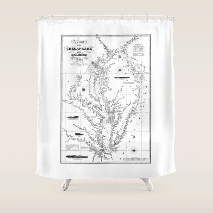 Chesapeake Bay & Delaware Bay Map Shower Curtain Gallery Image 1