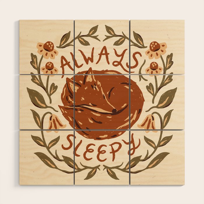'Always Sleepy' Fox Wood Wall Art Gallery Image 1