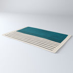 Dark Teal Black Lines Modern Artwork Rug Gallery Image 3