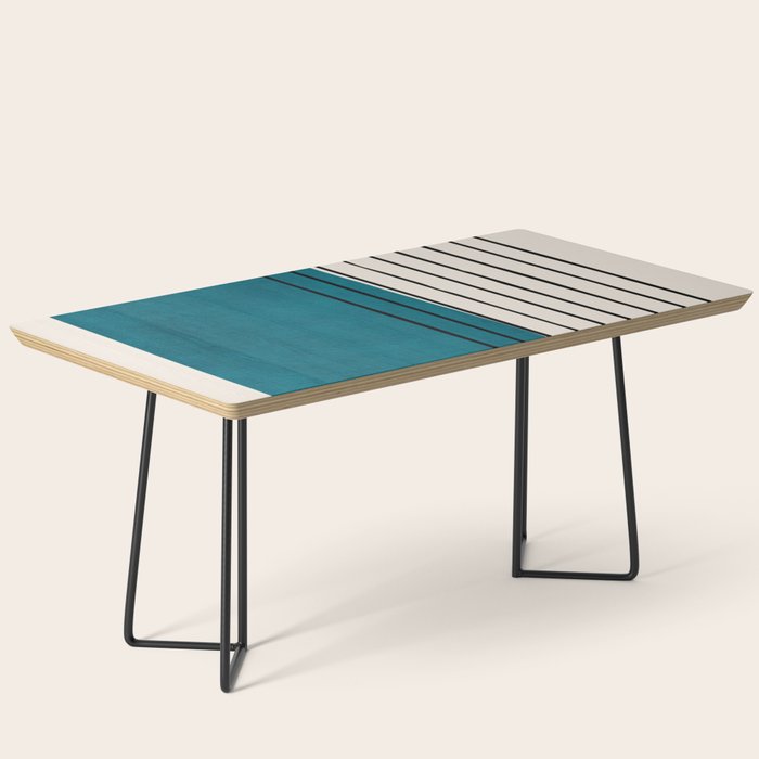 Dark Teal Black Lines Modern Artwork Coffee Table Gallery Image 1
