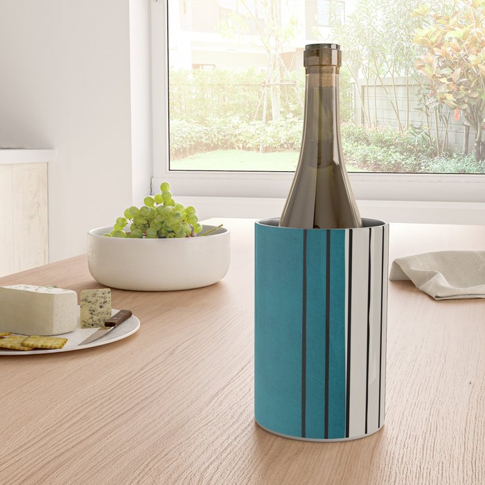 Dark Teal Black Lines Modern Artwork Wine Chiller Gallery Image 4