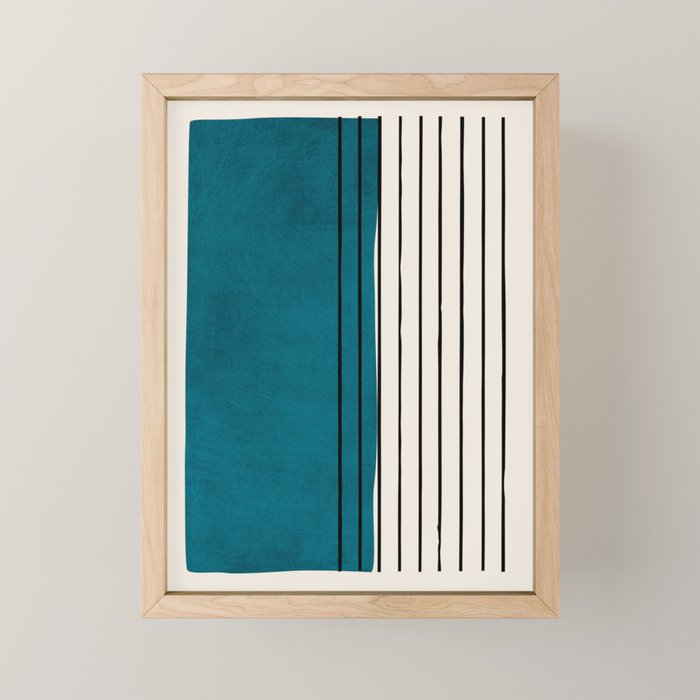 Dark Teal Black Lines Modern Artwork Mini Art Print Gallery Image 1