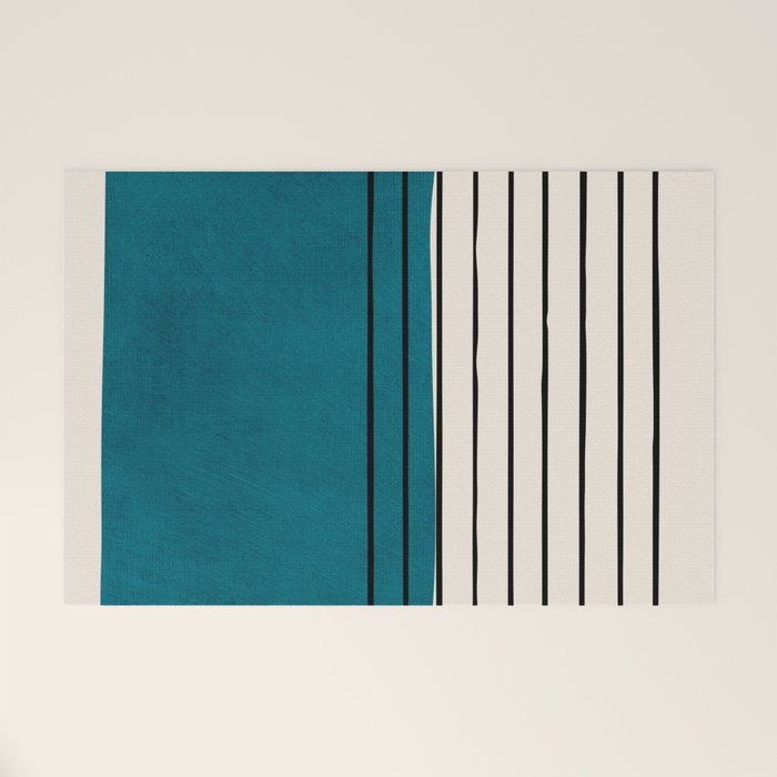 Dark Teal Black Lines Modern Artwork Welcome Mat Gallery Image 1