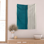 Dark Teal Black Lines Modern Artwork Wall Tapestry Gallery Image 2