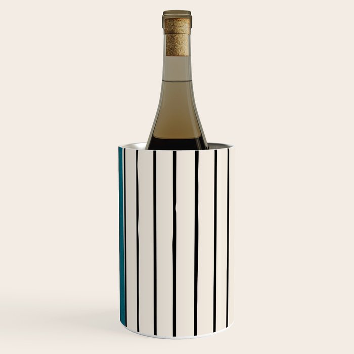 Dark Teal Black Lines Modern Artwork Wine Chiller Gallery Image 3