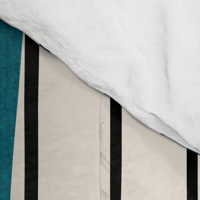 Dark Teal Black Lines Modern Artwork Comforter Gallery Image 4