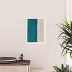 Dark Teal Black Lines Modern Artwork Poster Gallery Image 2