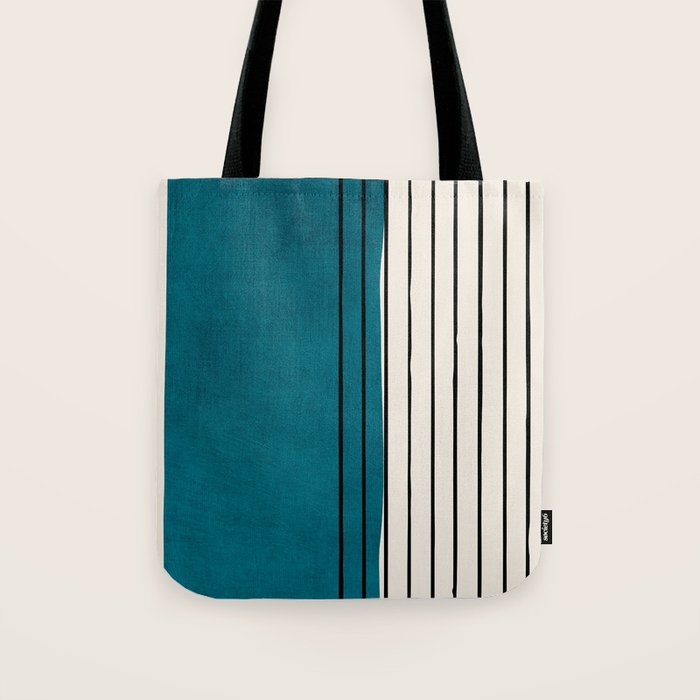 Dark Teal Black Lines Modern Artwork Tote Bag Gallery Image 1
