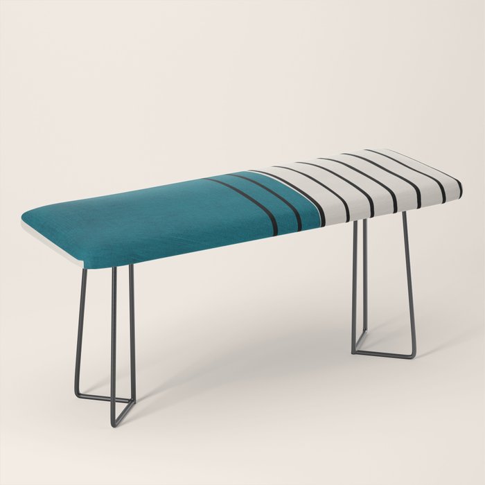 Dark Teal Black Lines Modern Artwork Bench Gallery Image 1