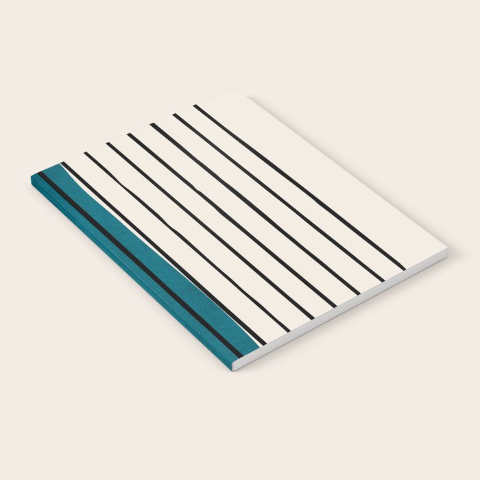 Dark Teal Black Lines Modern Artwork Notebook Gallery Image 1