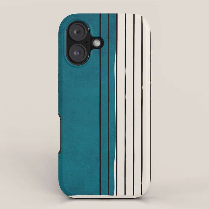 Dark Teal Black Lines Modern Artwork iPhone Case Gallery Image 1