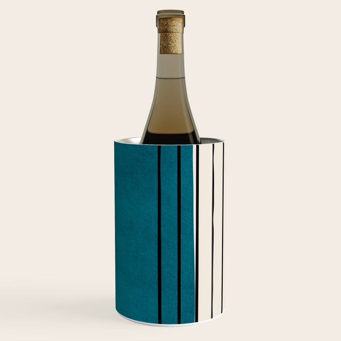 Dark Teal Black Lines Modern Artwork Wine Chiller Gallery Image 1