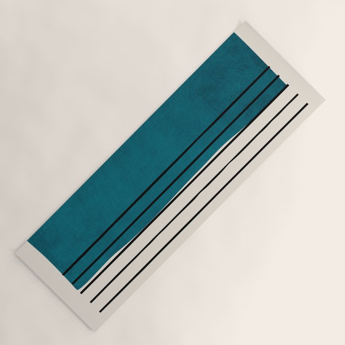 Dark Teal Black Lines Modern Artwork Yoga Mat Gallery Image 1