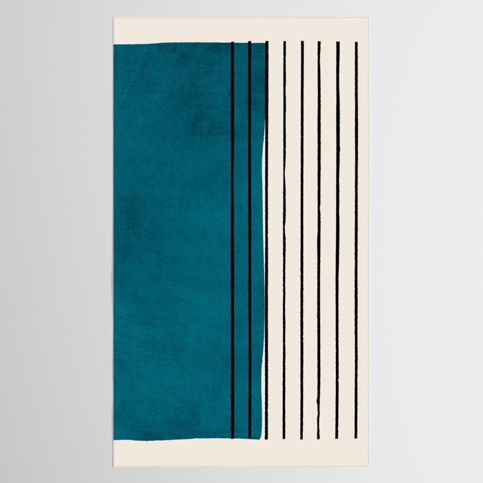 Dark Teal Black Lines Modern Artwork Tablecloth Gallery Image 2