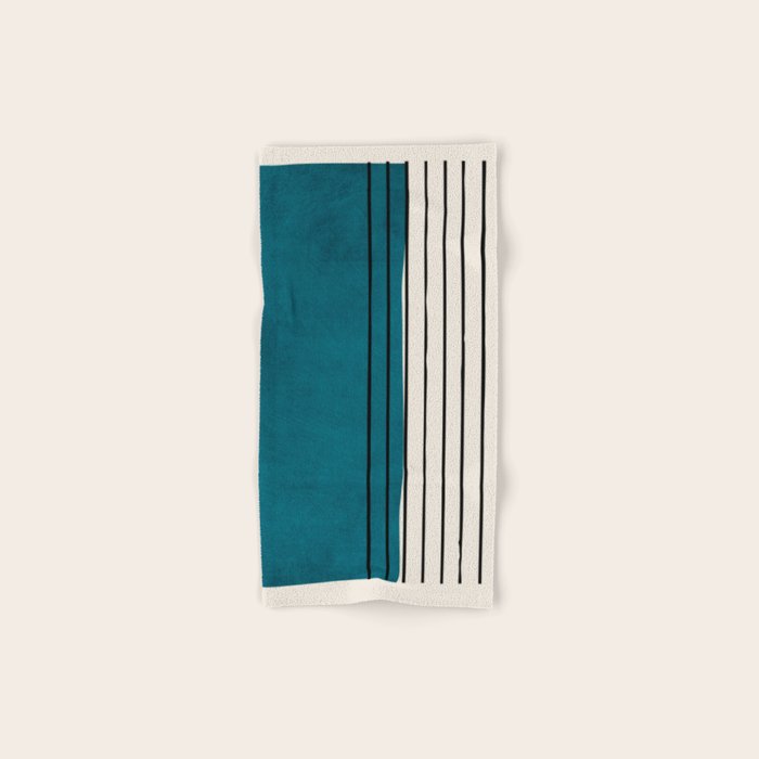 Dark Teal Black Lines Modern Artwork Bath Towel Gallery Image 1