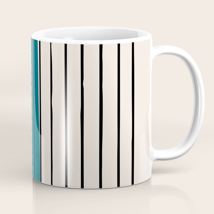 Dark Teal Black Lines Modern Artwork Coffee Mug Gallery Image 1