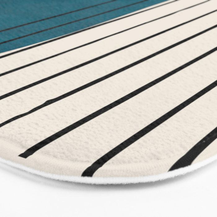 Dark Teal Black Lines Modern Artwork Bath Mat Gallery Image 3