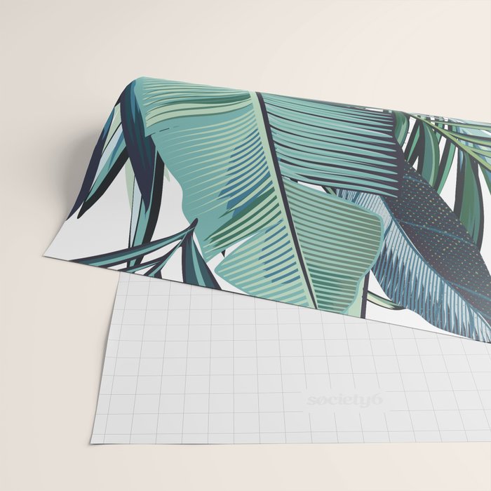 Tropical, Palm Trees, Green and Blue, Abstract Wrapping Paper Gallery Image 2