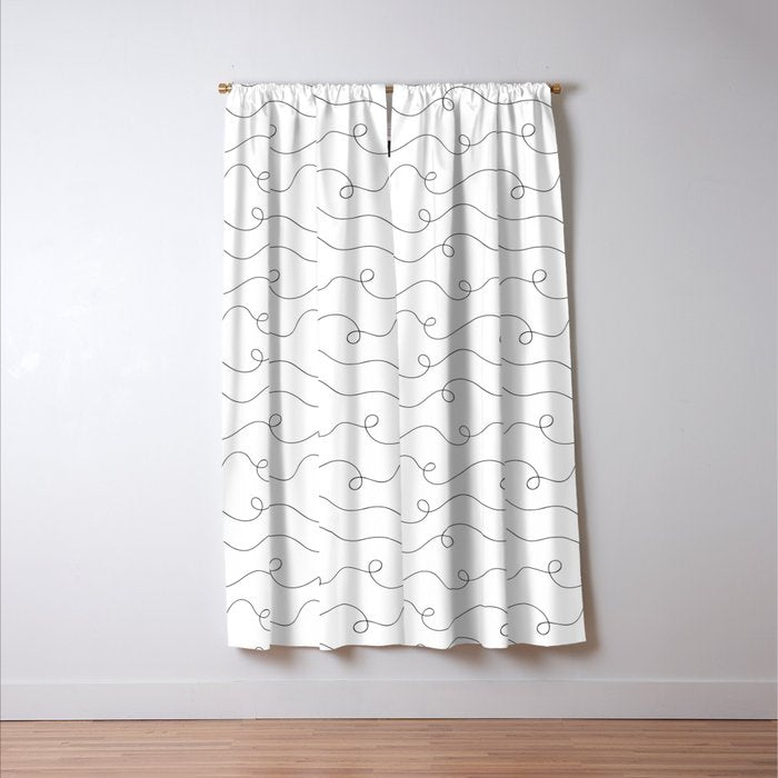 Fun black and white line doodle art pattern Window Curtain Gallery Image 3