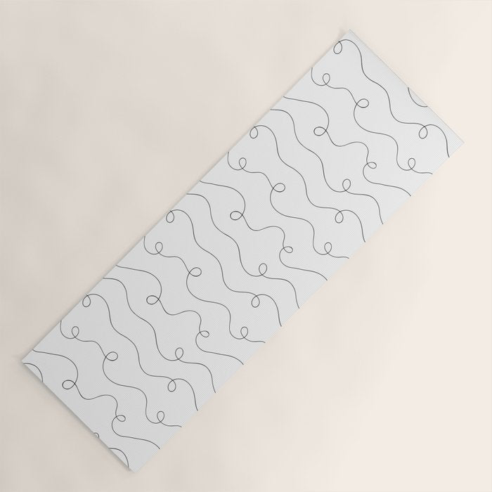 Fun black and white line doodle art pattern Yoga Mat Gallery Image 1