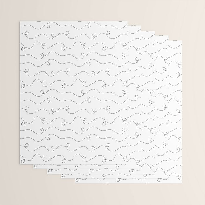 Fun black and white line doodle art pattern Wrapping Paper Gallery Image 3