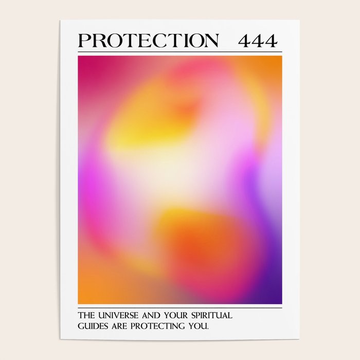 Protection. Angel Number 444. Aura Gradient Poster Gallery Image 4