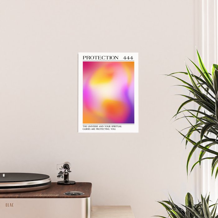 Protection. Angel Number 444. Aura Gradient Poster Gallery Image 2