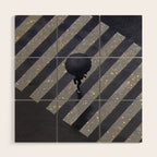 Walking in the rain | rainy |  crosswalks | alone | umbrella | grey Wood Wall Art Gallery Image 1