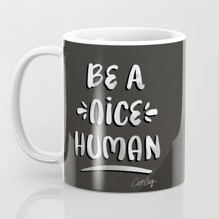 Be a Nice Human - White Type on Black Palette Coffee Mug Gallery Image 3