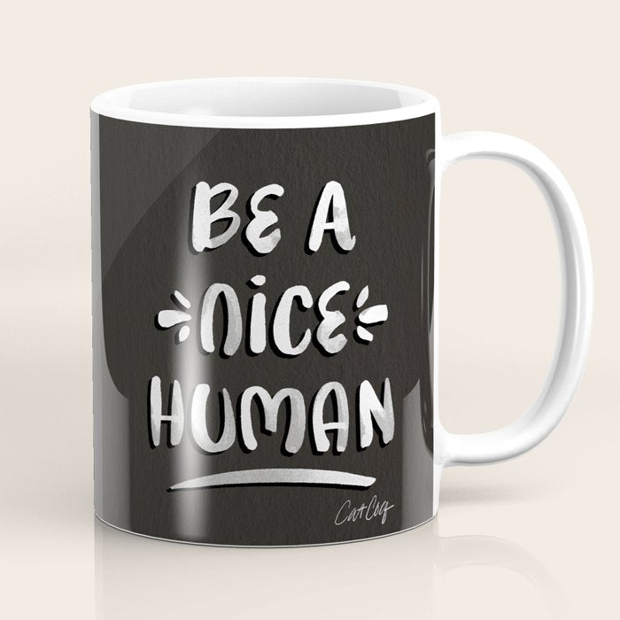 Be a Nice Human - White Type on Black Palette Coffee Mug Gallery Image 1