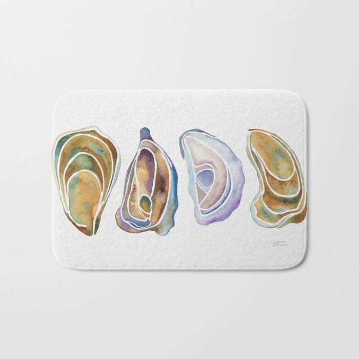 Watercolor Oysters Bath Mat Gallery Image 1