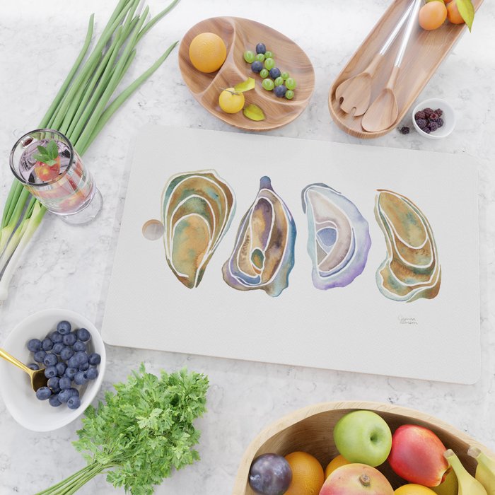 Watercolor Oysters Cutting Board Gallery Image 2