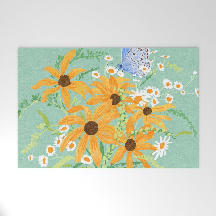Blue Butterflies and Wildflowers Welcome Mat Gallery Image 1