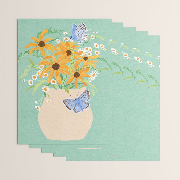 Blue Butterflies and Wildflowers Wrapping Paper Gallery Image 3