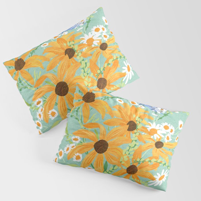 Blue Butterflies and Wildflowers Pillow Sham Gallery Image 3