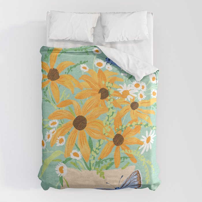 Blue Butterflies and Wildflowers Duvet Cover Gallery Image 6