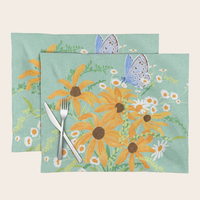 Blue Butterflies and Wildflowers Placemat Gallery Image 1
