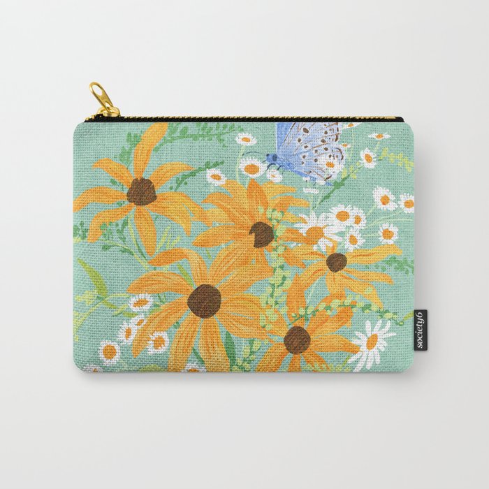 Blue Butterflies and Wildflowers Carry All Pouch Gallery Image 1