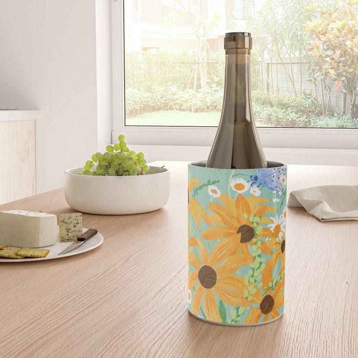 Blue Butterflies and Wildflowers Wine Chiller Gallery Image 4