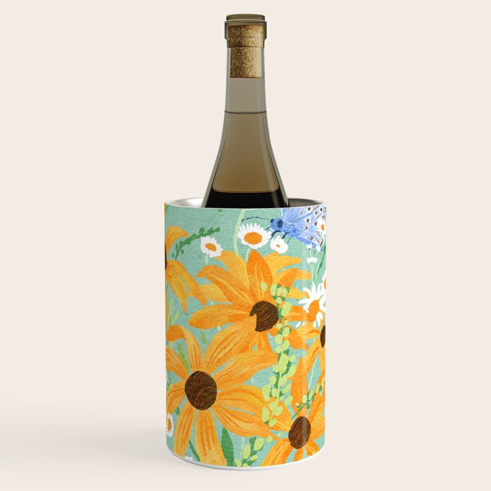 Blue Butterflies and Wildflowers Wine Chiller Gallery Image 1