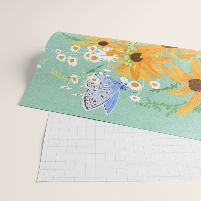 Blue Butterflies and Wildflowers Wrapping Paper Gallery Image 2